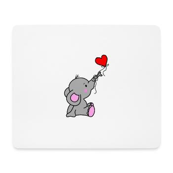 Elefant Herz Liebe - Mousepad (Querformat) - Weiß - Vorne