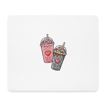 Coffee Hearts – Pink & Orange Iced Coffee - Mousepad (Querformat) - Weiß - Vorne