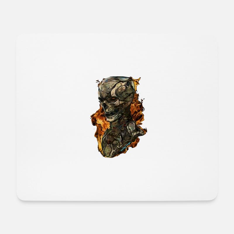 Skull cyborg - Mousepad (Querformat) - Weiß