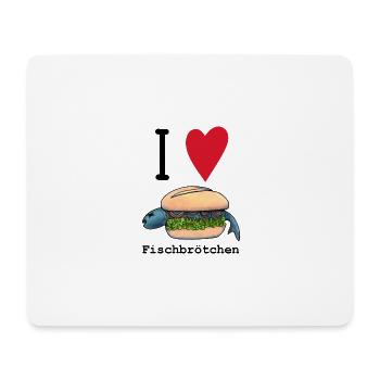 I love Fischbrötchen - Mousepad (Querformat) - Weiß - Vorne