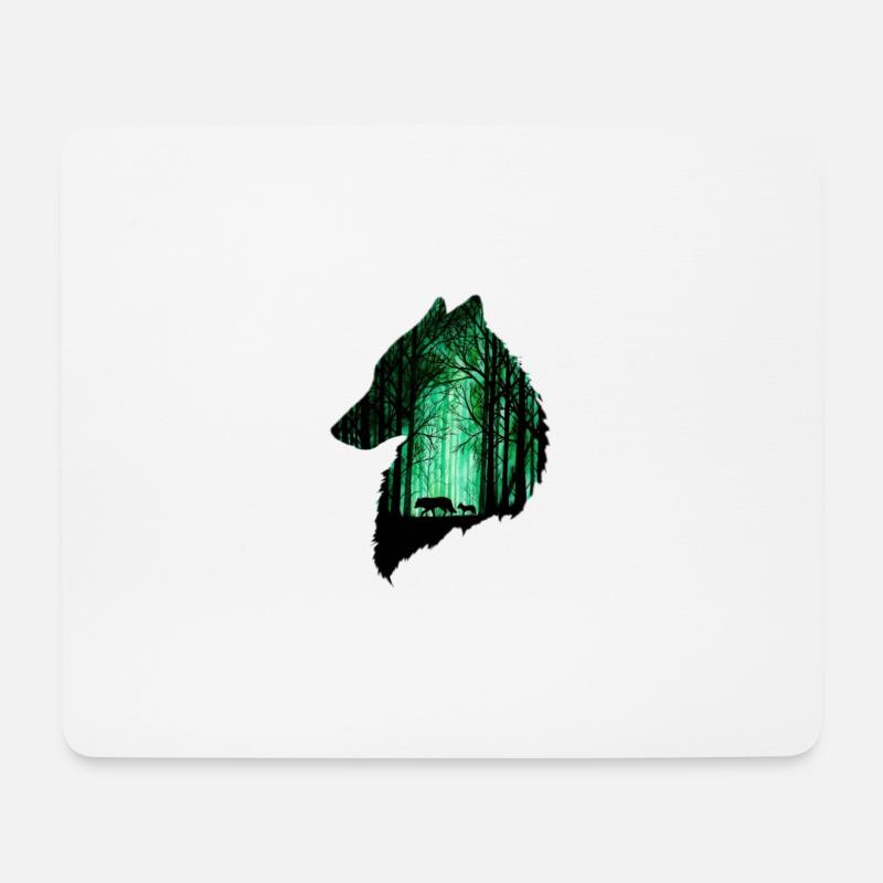Der Wolf im Wald - Mousepad (Querformat) - Weiß