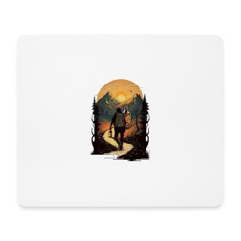 Wandern mit Bier in den Bergen - Mousepad (Querformat) - Weiß - Vorne