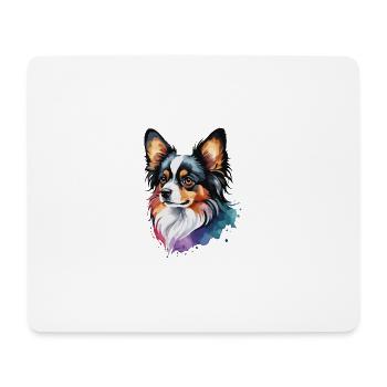 Papillon Hund niedlich niedlich Aquarell bunt - Mousepad (Querformat) - Weiß - Vorne