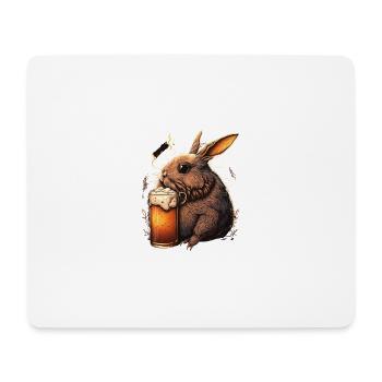 Coole Hase mit Bier Illustration - Mousepad (Querformat) - Weiß - Vorne