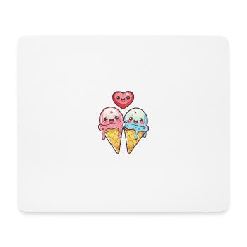 Crème Glacée Couple Amour Coeur Drôle - Tapis de souris (format paysage) - blanc - Devant