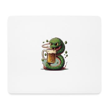 Coole Bier Schlange Comic Illustration - Mousepad (Querformat) - Weiß - Vorne
