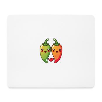 Chilli Paar Liebe Herz Comic - Mousepad (Querformat) - Weiß - Vorne
