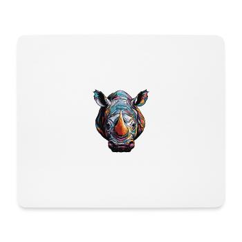 Portrait de rhinocéros - Tapis de souris (format paysage) - blanc - Devant