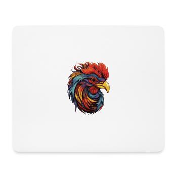 Portrait de coq - Tapis de souris (format paysage) - blanc - Devant