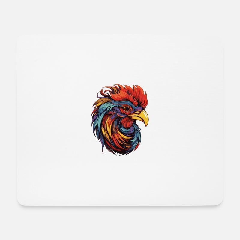 Hahn Portrait - Mousepad (Querformat) - Weiß