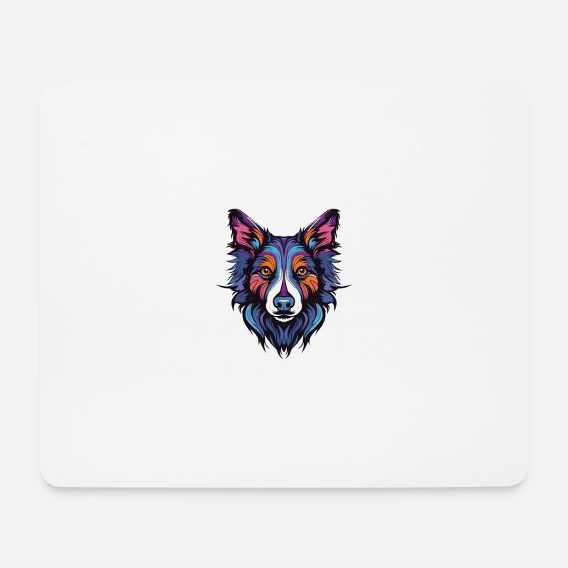 Border Collie Hund Portrait - Mousepad (Querformat) - Weiß