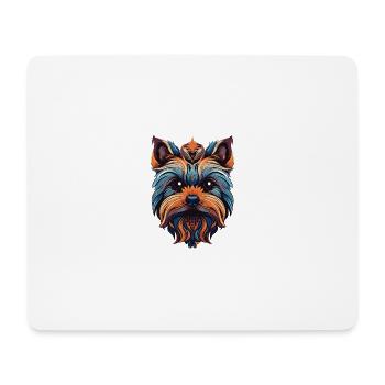Yorkshire Terrier Hund Portrait - Mousepad (Querformat) - Weiß - Vorne