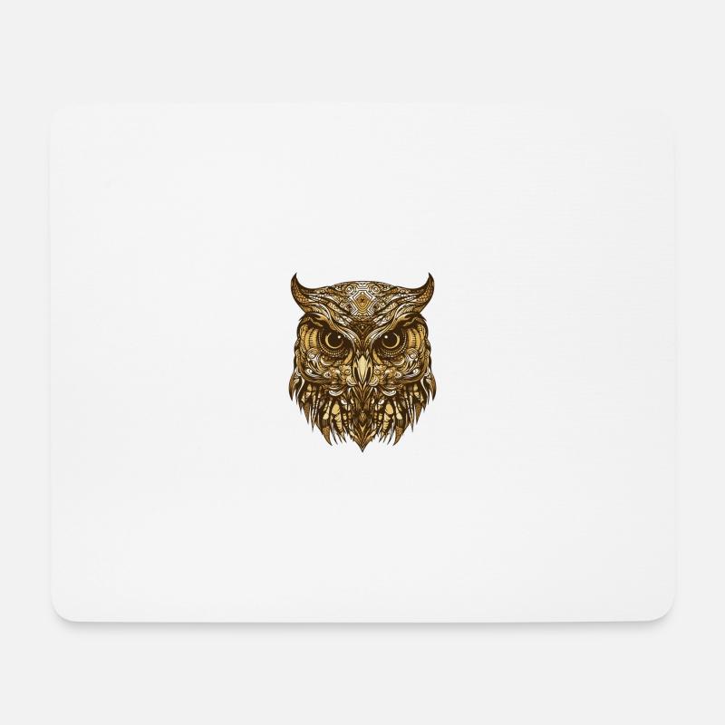 Eule Porträt - Mousepad (Querformat) - Weiß