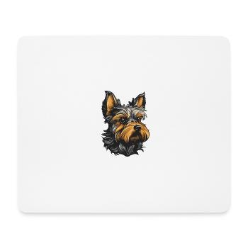 Yorkshire Terrier Hund Portrait - Mousepad (Querformat) - Weiß - Vorne