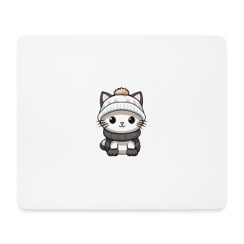 Cat Winter Animal Baby Comic - Mouse Pad (horizontal) - white - Front