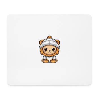Lion Hiver Animal Bébé Bande Dessinée - Tapis de souris (format paysage) - blanc - Devant