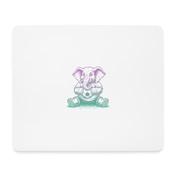 Fußball Elefant - Mousepad (Querformat) - Weiß - Vorne