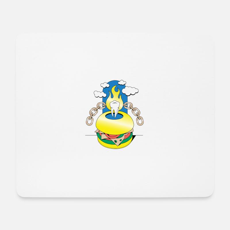 Burger und Zähne Burger und Zähne Inspiration spei - Mousepad (Querformat) - Weiß