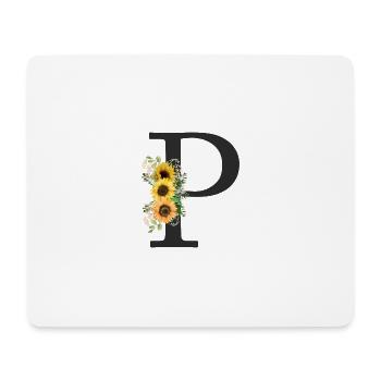 P Monogramm Sonnenblumen - Mousepad (Querformat) - Weiß - Vorne