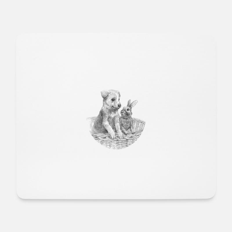 Dog and rabbit - Mouse Pad (horizontal) - white