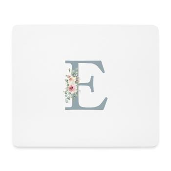 E| Monogram | Eucalyptus Pastel Flower Blue - Mouse Pad (horizontal) - white - Front