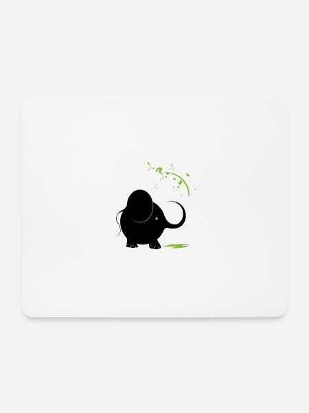 Schwarzer Elefant mit grüner Farbe - Mousepad (Querformat) - Weiß