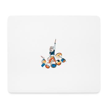 Drummer Kraftpose mit Trommeln - Mousepad (Querformat) - Weiß - Vorne