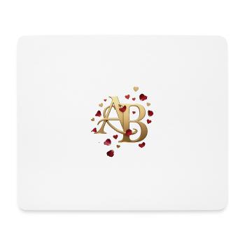 Goldenes AB Herzlogo mit Rosenblättern - Mousepad (Querformat) - Weiß - Vorne