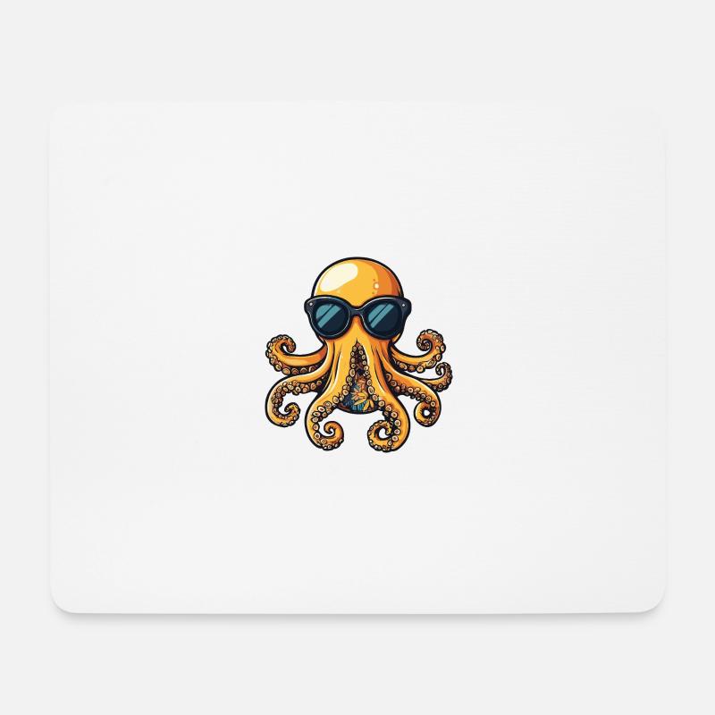 Oktopus Cool Sommer - Mousepad (Querformat) - Weiß