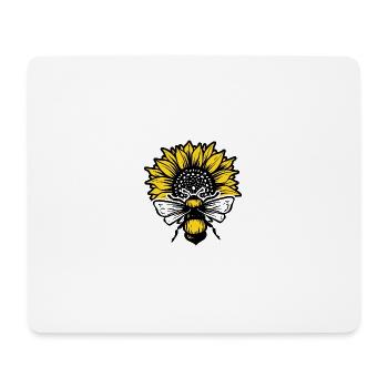 Sonnenblume und Bienen schwarz und gelb - Mousepad (Querformat) - Weiß - Vorne