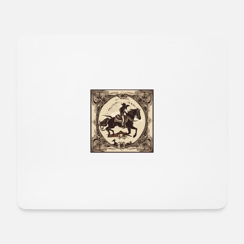 Cowboy Design 2 - Mousepad (Querformat) - Weiß