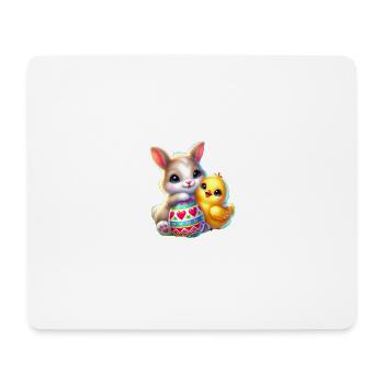 Oeuf de poussin de lapin de Pâques - Tapis de souris (format paysage) - blanc - Devant
