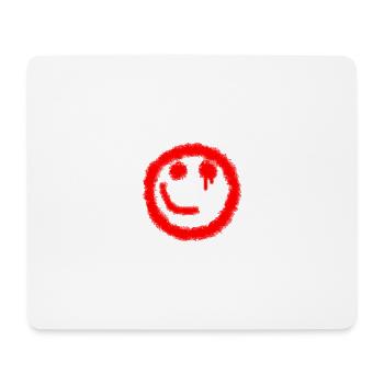 smilie half grin red neon - Mouse Pad (horizontal) - white - Front