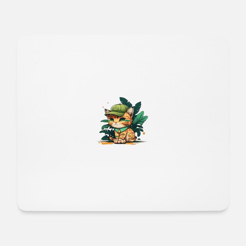 Cute Cat Tropical 2 - Mouse Pad (horizontal) - white