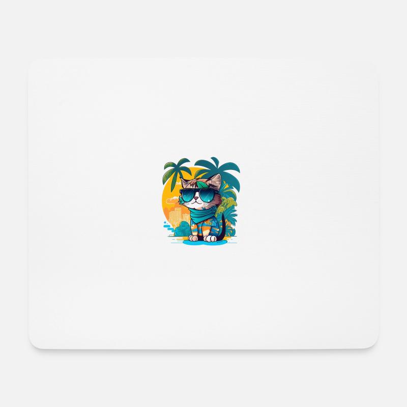 Cute Cat Tropical 4 - Mousepad (Querformat) - Weiß