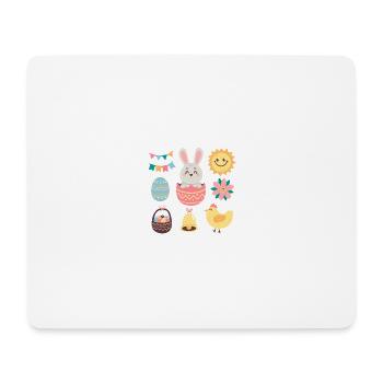 Lapin pastel et œufs décoratifs - Tapis de souris (format paysage) - blanc - Devant