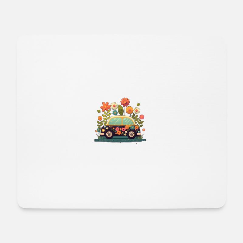 Süßes Blumen Auto 3 - Mousepad (Querformat) - Weiß