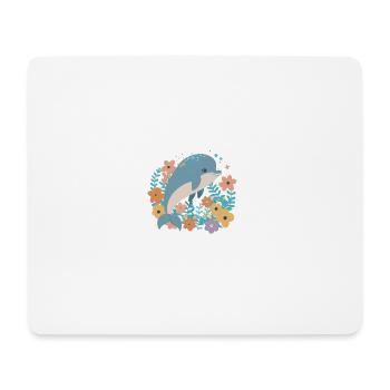 Charming dolphin in the sea of flowers 2 - Mouse Pad (horizontal) - white - Front