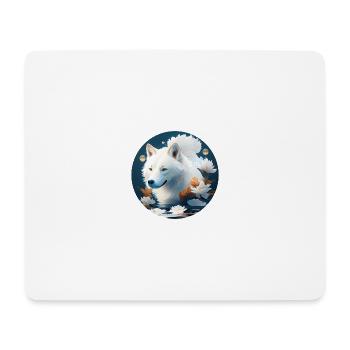 Schweizer Weißer Schäferhund im japanischem Stil - Mousepad (Querformat) - Weiß - Vorne