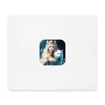 Meerjungfrau Prinzessin und stolzer weißer Hund - Mousepad (Querformat) - Weiß - Vorne