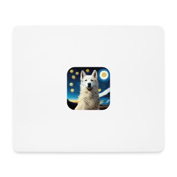 Meisterhaft gemalt: Weißer Schweizer Schäferhund - Mousepad (Querformat) - Weiß - Vorne
