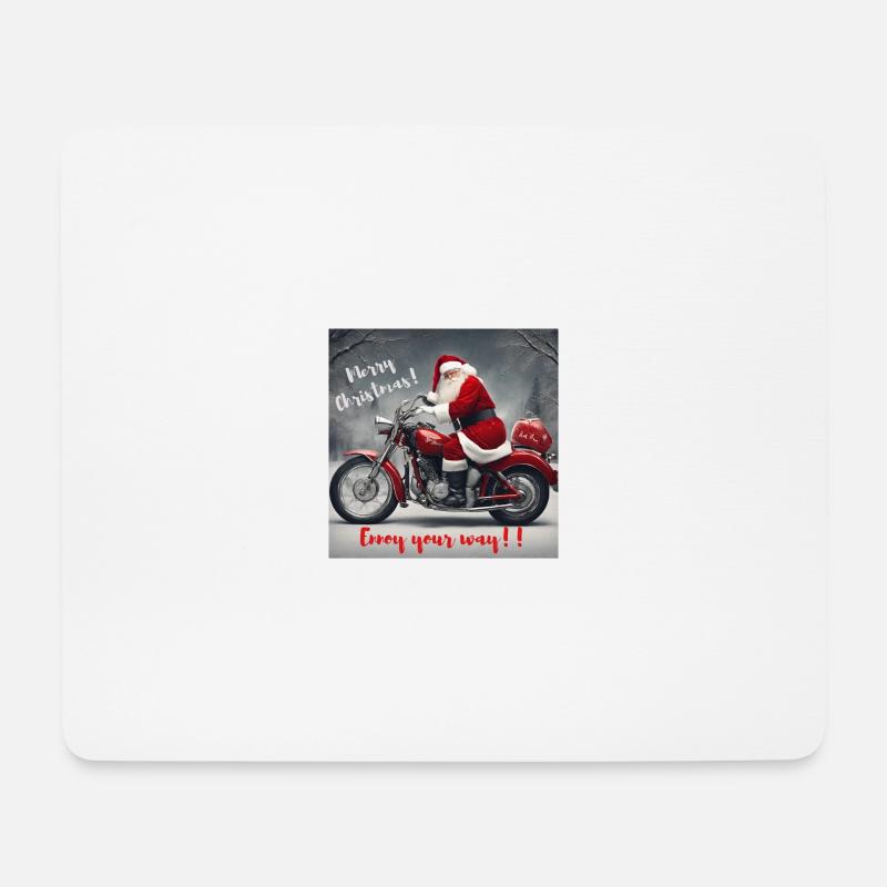 Der Weihnachtsmann auf dem Motorrad - Mousepad (Querformat) - Weiß