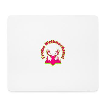 Frohe Weihnachten Hirsch im Wald neon pink grün - Mousepad (Querformat) - Weiß - Vorne