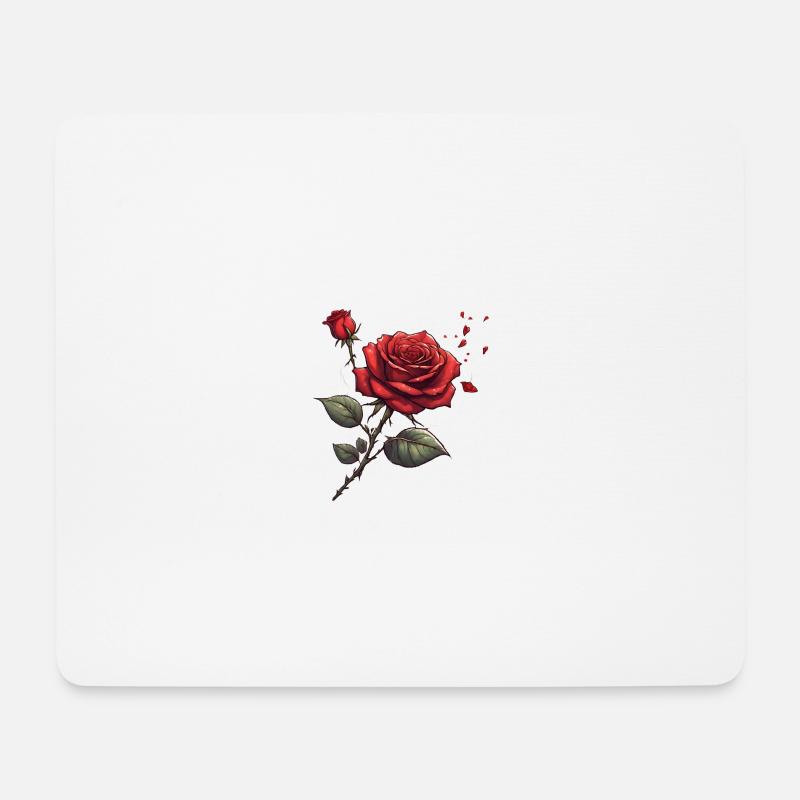 Eine rote Rose für Liebende zum Valentinstag - Mousepad (Querformat) - Weiß