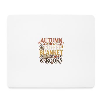 Herbst Vibes – Autumn, Coffee, Blanket & Books Pre - Mousepad (Querformat) - Weiß - Vorne