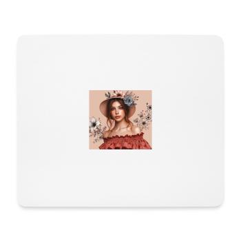 Girl with a hat. - Mouse Pad (horizontal) - white - Front