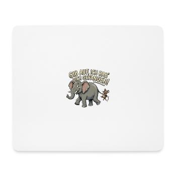 Maus fängt Elefant, lustiger Spruch - Mousepad (Querformat) - Weiß - Vorne