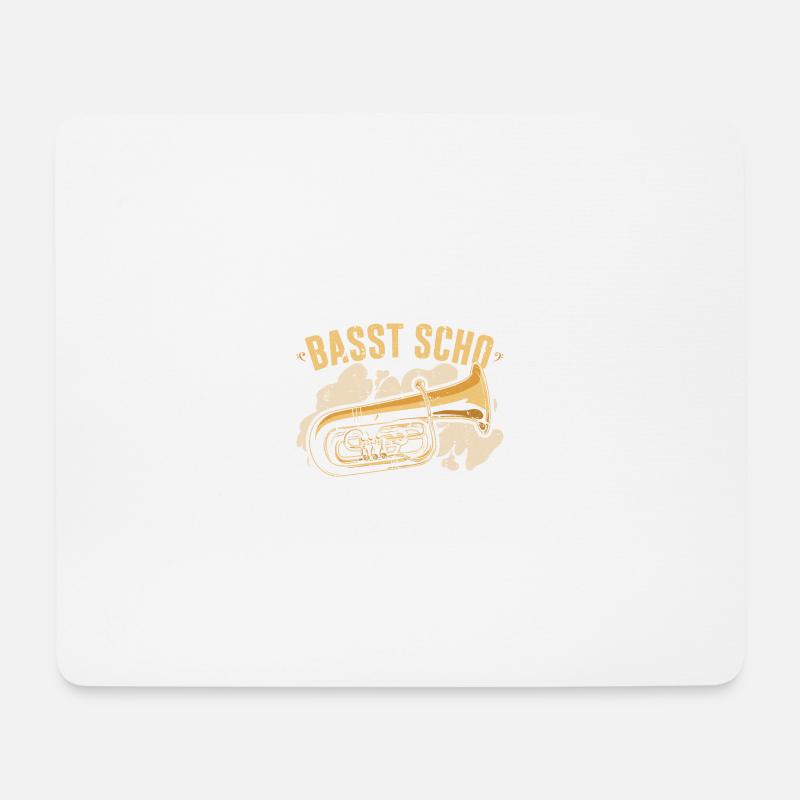 B Tuba Instrument, Basst Scho Lustiges Blasmusik - Mousepad (Querformat) - Weiß