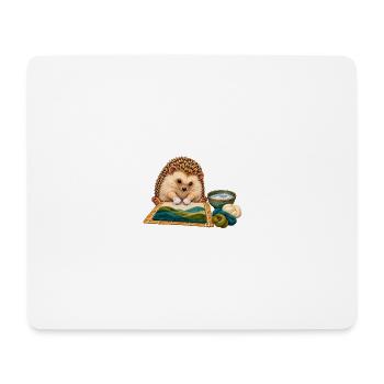 Igel filzt eine Wolllandschaft nass - Mousepad (Querformat) - Weiß - Vorne