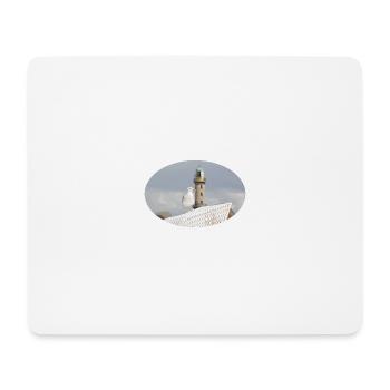 La mouette et le phare de Warnemünde - Tapis de souris (format paysage) - blanc - Devant